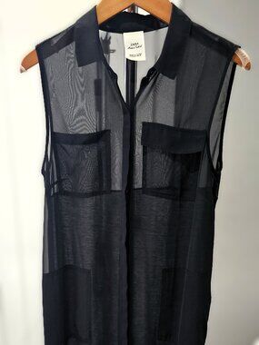 ZARA Sheer Black Shirt Dress / Long Blouse – Size M ✨